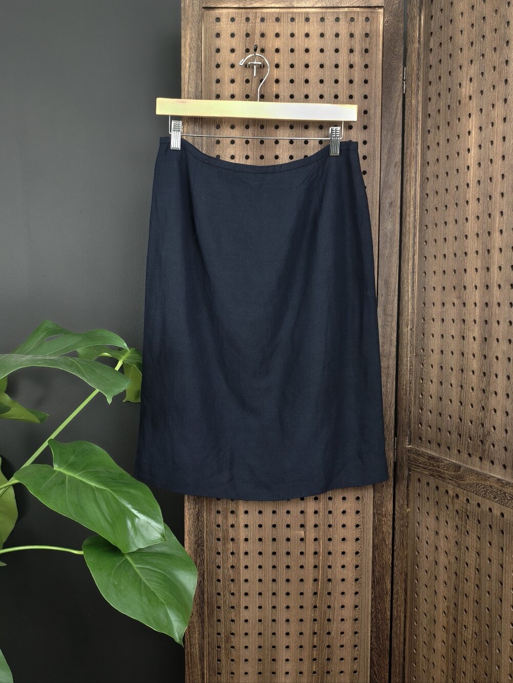 Vintage Evan Picone Navy Linen Pencil Skirt
